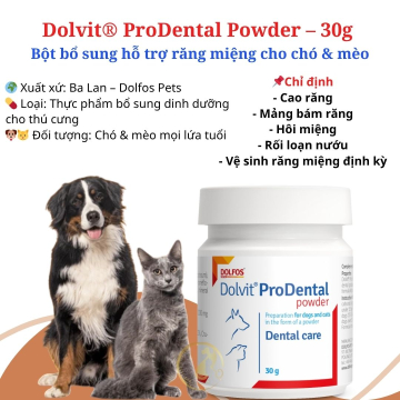 Dolvit® ProDental Powder 30g - Chăm Sóc Răng Miệng – Giảm Mùi Hôi Miệng Cho Chó Mèo